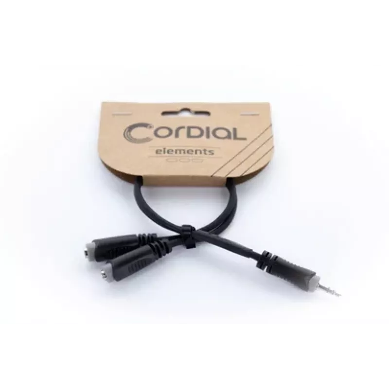 Cordial 14883 3,5 mm stereo Y-adapterkabel, 1x jackstekker naar 2x jackbus, 0,3 m, zwart