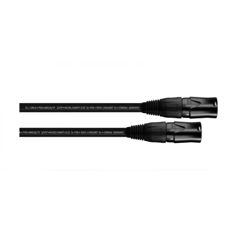 Cordial 15555 RJ45 patchkabel CAT 5e S/UTP 0,5 m zwart PUR-mantel