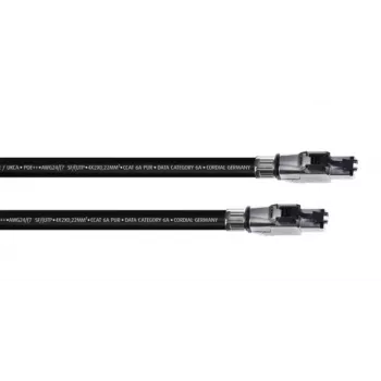 Cordial 15611 CAT 6a SF/UTP RJ45 patchkabel, 3 m, zwart, PUR-mantel