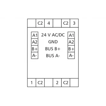 METZ MR-F-AO4 Modbus RTU analoog uitgangsmodule, 4 kanalen, RS485, 16-bit, DIN-rail 110835130270