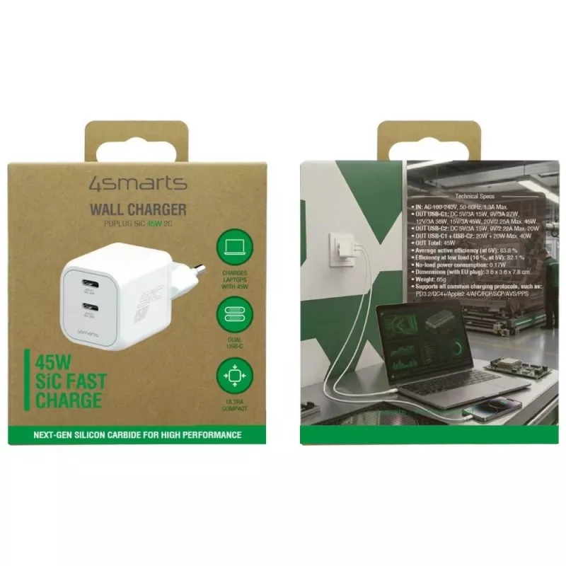 4smarts PDPlug SiC Dual 45W 2C witte wandlader