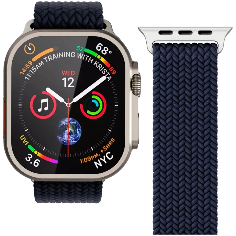 VONMÄHLEN Woven Loop voor Apple Watch 44/45/49mm, navy