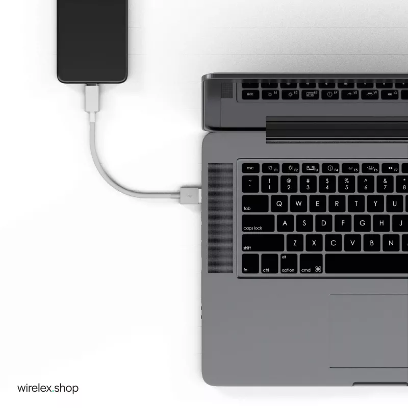 Flexline USB oplaad- & synchronisatiekabel, USB-A naar USB-C, 2.0, ABS, wit, 0,5m (FL31-13040)