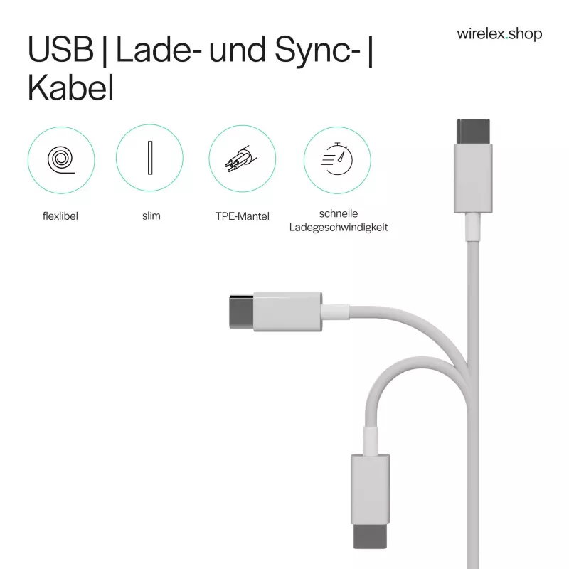 FLEXLINE FL31-13043 USB-A naar USB-C oplaad- en synchronisatiekabel, 2.0, ABS, wit, 2m