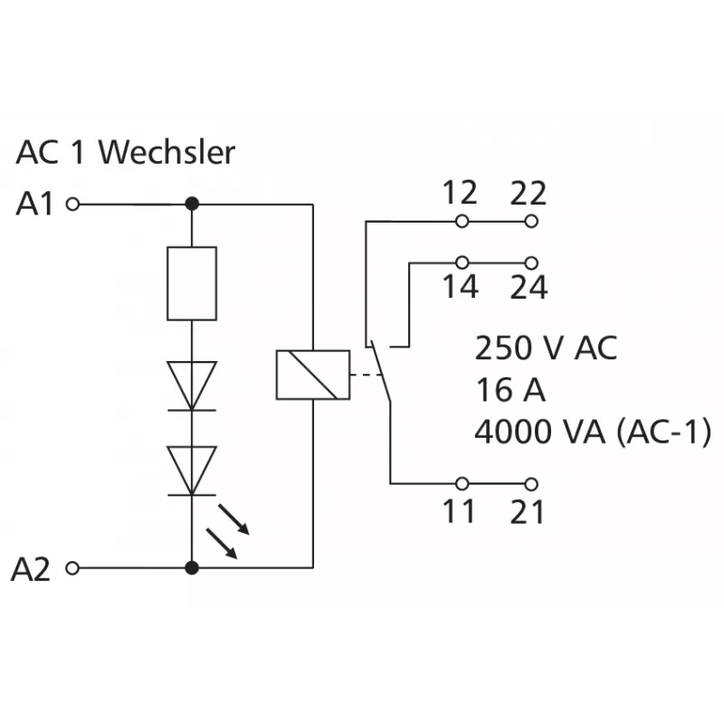 METZ Connect RM21 miniatuur vermogensrelais 24 V AC 1 wisselcontact 16 A PCB 11051110