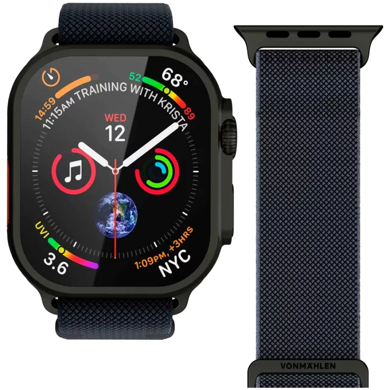 VONMÄHLEN Classic Nylon Loop voor Apple Watch 40/41/42 mm, One Size, Navy Black