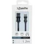PowerRay USB-C naar USB-A data- en oplaadkabel, 1,2 m, textiel zwart PR-DCUC120TBK