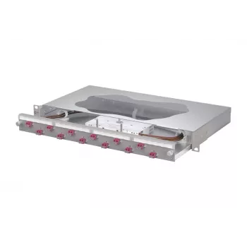 METZ CONNECT las-patchpaneel 12x LC-duplex OM4, 1U, 19 inch rackmontage, grijs 1504677512-F