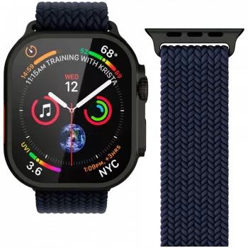 VONMÄHLEN Woven Loop voor 44/45/46/49mm Apple Watch, navy zwart