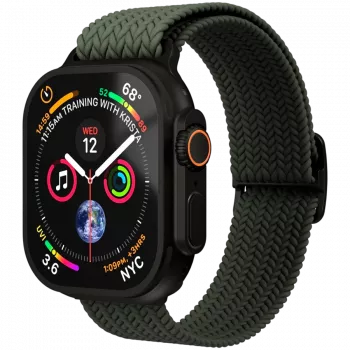 VONMÄHLEN Woven Loop voor Apple Watch 44/45/46/49mm, olijf zwart