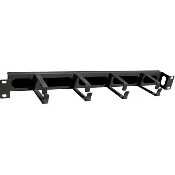 IT-BUDGET 19 inch kabelmanagementpaneel met borstelstrip en 4 verzonken metalen kabelhouders - 1U - zwart (90ITBKDFPMBV1HES)