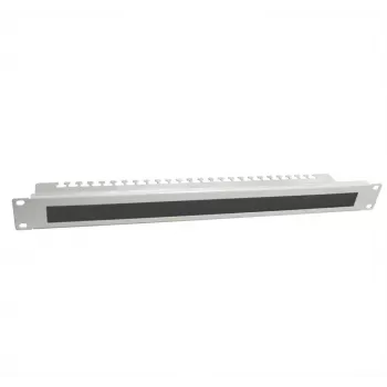 IT-BUDGET 19 inch kabelmanagementpaneel met borstelstrip en trekontlastingsrails, 1U, lichtgrijs 90ITBKDFPKL1HEG