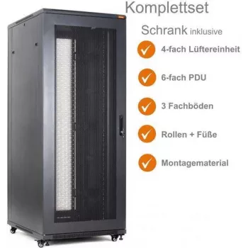 IT-BUDGET 19 inch serverrack SRK compleetset 42U 800x1000 mm flatpack zwart