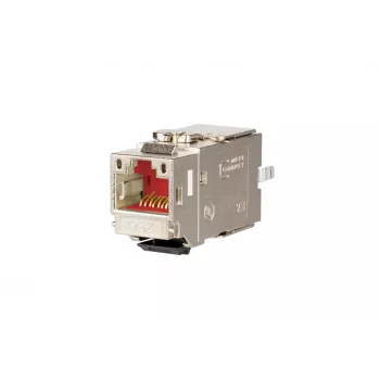 METZ CONNECT C6Amodul K 180° 25G Keystone Jack, afgeschermd, Cat.6A, 25 Gigabit Ethernet, gereedschapsvrije IDC, zinkdrukgietsel, GHMT-gecertificeerd 130B21-25-E