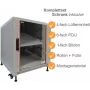 IT-BUDGET 19 inch serverrack SRK compleetset 12U 600x1000 mm glas-/stalen deur met 4 actieve ventilatoren, PDU, legborden, flatpack, lichtgrijs 90ITB19SRK12610GG