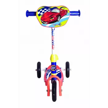 MUUWMI AU 506 KiddyScooter Racing 3-wiel trapstep voor kinderen vanaf 3 jaar, blauw/rood, LED-lichtgevende voorwielen, verstelbaar stuur 58-68 cm, max. 20 kg