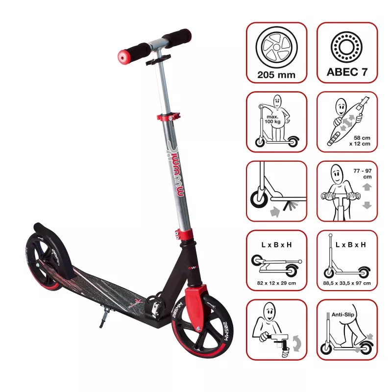 MUUWMI AU 565 aluminium trapstep, rood, 205 mm wielen