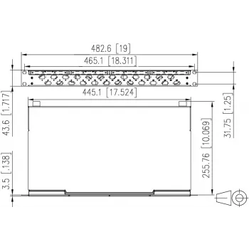 Metz mecatech VIK 24-poorts LC-duplex OM4 glasvezel-patchpaneel, 1U, 19 inch, lichtgrijs 1504507524-E