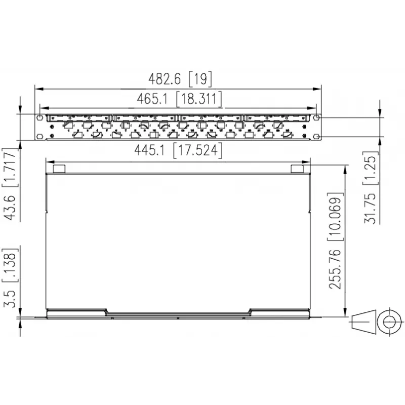 Metz mecatech VIK 24-poorts LC-duplex OM4 glasvezel-patchpaneel, 1U, 19 inch, lichtgrijs 1504507524-E