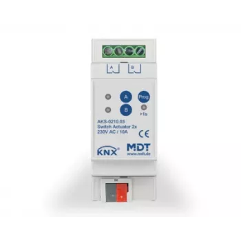 MDT KNX schakelactor 2-voudig, 2TE DIN-rail, 10A, 230V AC AKS-0210.03