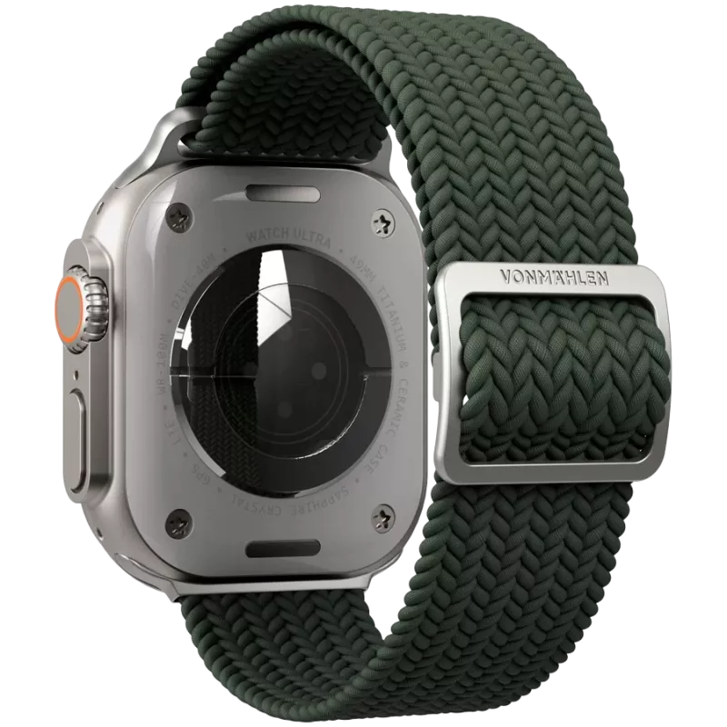 VONMÄHLEN geweven loop voor Apple Watch 40/41/42mm, olijf