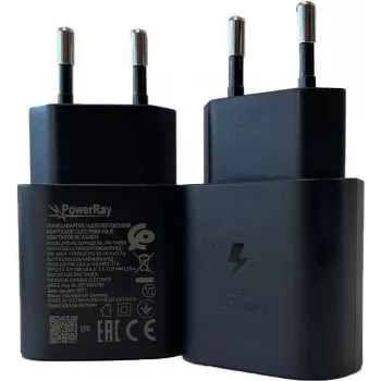 PowerRay PR-TA800EBE 18W USB-C PD wandlader, EU 2-pin, zwart, bulk