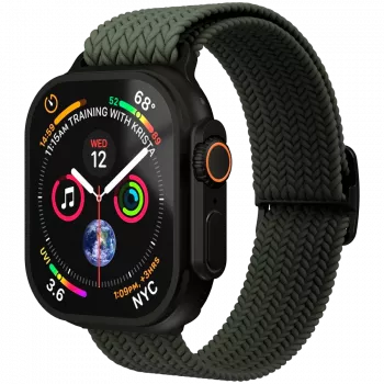 VONMÄHLEN Woven Loop voor Apple Watch 40/41/42mm, olijf zwart