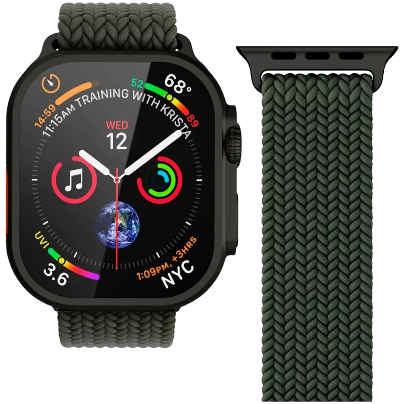 VONMÄHLEN Woven Loop voor Apple Watch 40/41/42mm, olijf zwart