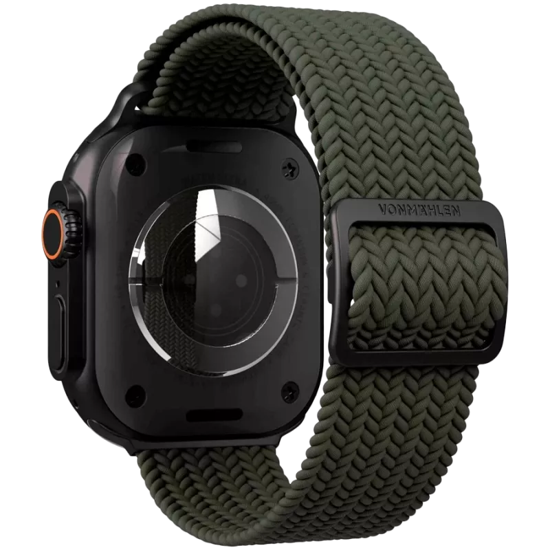 VONMÄHLEN Woven Loop voor Apple Watch 40/41/42mm, olijf zwart