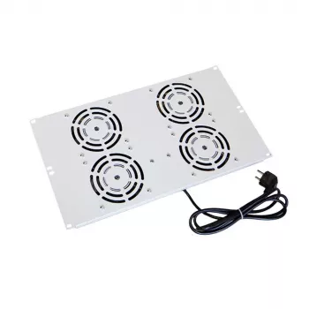 IT-BUDGET dakventilatoreenheid voor SRK staande kasten - 4 actieve ventilatoren - 640 m³/h - thermostaat - schakelaar - lichtgrijs 90ITB19SRKXFAN4G