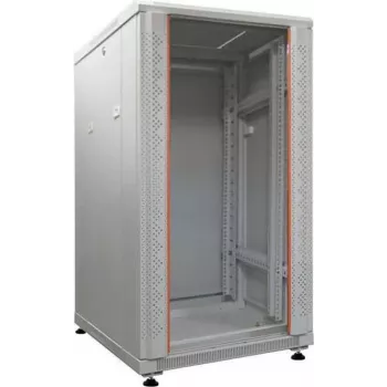 IT-BUDGET 19 inch netwerkkast SRK - 18U - 600x600 mm - glazen/stalen deur - gemonteerd - lichtgrijs 99ITB19SRK1866GGNM