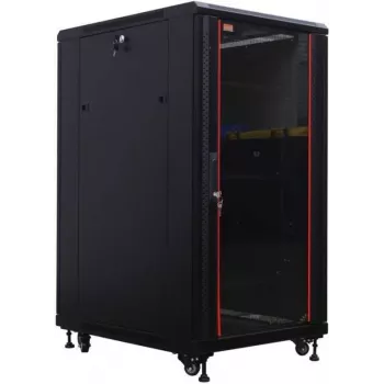 IT-BUDGET 19 inch netwerkkast SRK - 22U - 600x800 mm - glazen deur voor / stalen deur achter - voorgemonteerd - zwart (99ITB19SRK2268GSNM)
