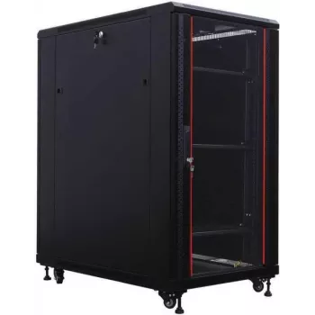 IT-BUDGET 19 inch serverrack SRK - 27U - 800x1000 mm - glazen/stalen deur - kabelgoten - flatpack - zwart 90ITB19SRK27810GSN