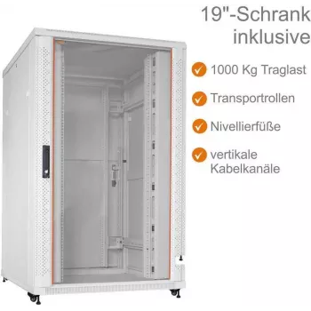 IT-BUDGET 19 inch serverrack SRK - 27U - 800x1000 mm - glazen/stalen deur - kabelgoten - voorgemonteerd - lichtgrijs (99ITB19SRK27810GGNM)