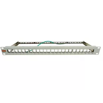 IT-BUDGET 19 inch 24-poorts Keystone patchpaneel, 1U, onbezet, lichtgrijs 90ITBMT24PORTG