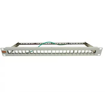 IT-BUDGET 19 inch 24-poorts Keystone patchpaneel, 1U, onbezet, lichtgrijs 90ITBMT24PORTG
