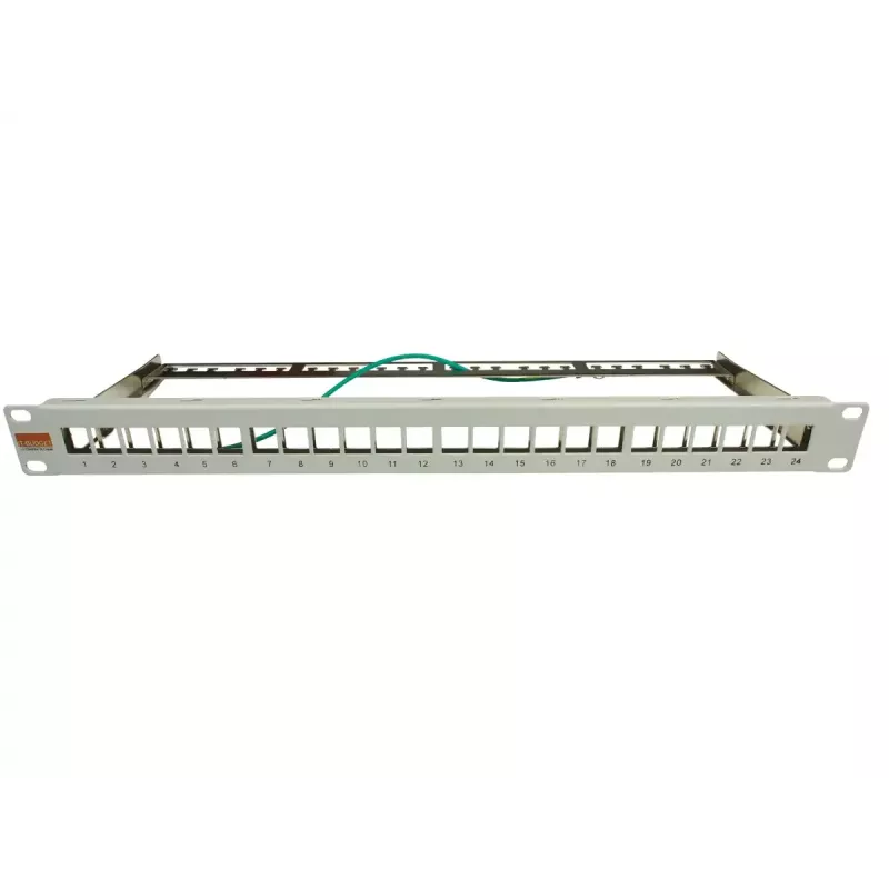 IT-BUDGET 19 inch 24-poorts Keystone patchpaneel, 1U, onbezet, lichtgrijs 90ITBMT24PORTG