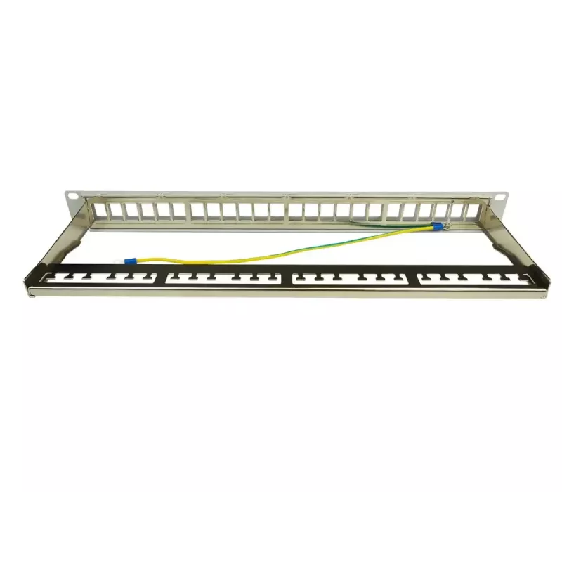 IT-BUDGET 19 inch 24-poorts Keystone patchpaneel, 1U, onbezet, lichtgrijs 90ITBMT24PORTG