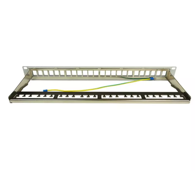 IT-BUDGET 19 inch 24-poorts Keystone patchpaneel, 1U, onbezet, lichtgrijs 90ITBMT24PORTG