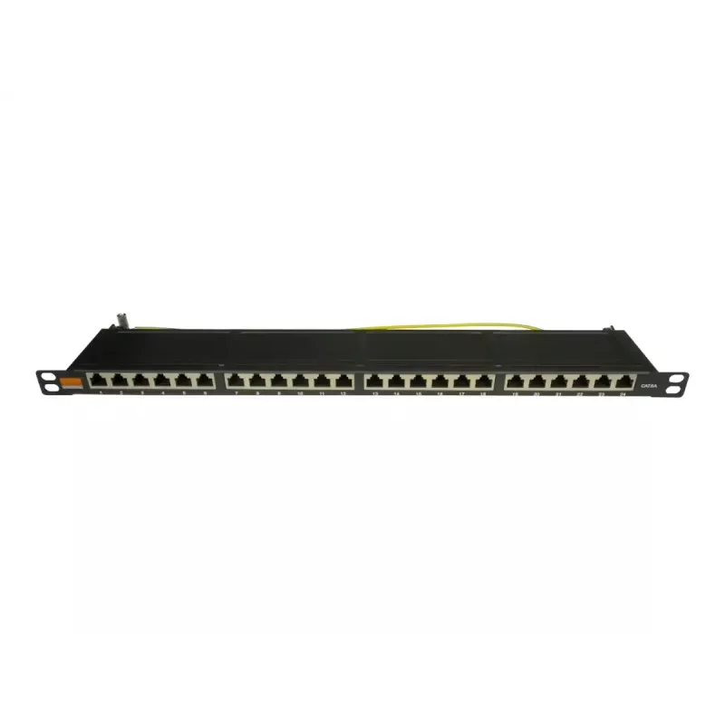 IT-BUDGET 19 inch Superflaches Patch Panel, 0,5U, Volledig Afgeschermd, Cat.6A, 24 Poorten, PoE++, Zwart (90ITBPP6A05S)