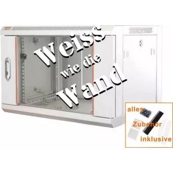 IT-BUDGET 19 inch netwerkkast SWA - 4U - BxT 570x450 mm - glazen deur - afneembare zijpanelen - wand- & vloermontage - accessoireset - zuiverwit (90ITB19WS4645GW)