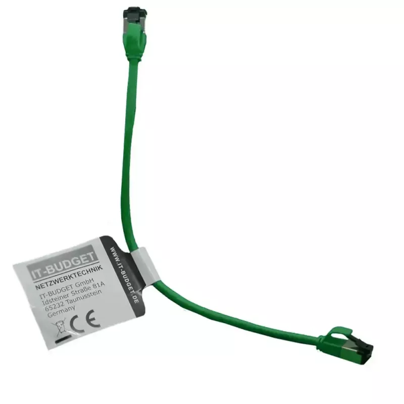 IT-BUDGET Cat.8.1 slim patchkabel, S/FTP, 40 Gbps, 2000 MHz, groen, 0,15 m 90ITBSLIM81PK015GR