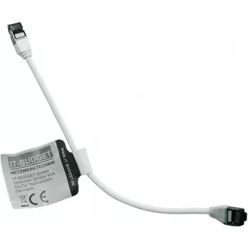 IT-BUDGET Cat.8.1 Slim patchkabel S/FTP 28 AWG massief koper LSZH wit 0,15 m 40Gbps PoE+ 90ITBSLIM81PK015W