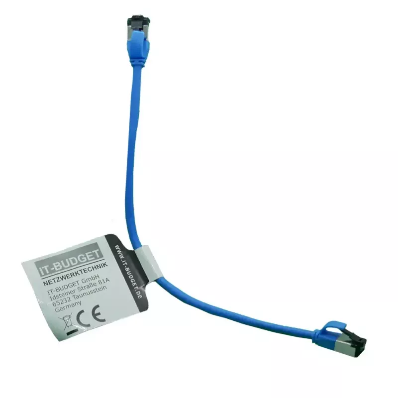 IT-BUDGET Cat.8.1 Slim Ethernet-patchkabel, S/FTP, 40Gbps, 2000MHz, LSZH, PoE+, blauw, 0,5m 90ITBSLIM81PK050B