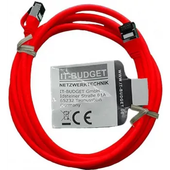 IT-BUDGET Cat.8.1 Slim Ethernet-patchkabel, S/FTP, 40Gbps, 2000MHz, LSZH, PoE+, rood, 2m 90ITBSLIM81PK2R