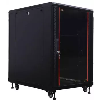 IT-BUDGET 19 inch netwerkkast SRK - 18U - 600x1000 mm - glazen/stalen deur - voorgemonteerd - zwart (99ITB19SRK18610GSNM)