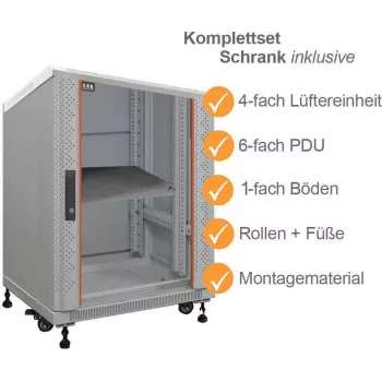 IT-BUDGET 19 inch netwerkkast SRK compleetset 12U 600x800 mm lichtgrijs flatpack