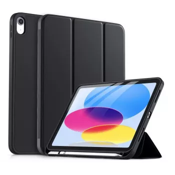DIGISTOR HK drivego hoes voor iPad 11e generatie A16 2025 / 10e generatie 2022 (11/10,9 inch) met pennenhouder, drievoudig opvouwbare standaard, auto sleep/wake, flexibele TPU-cover voor iPad 10e gen/11e gen, zwart