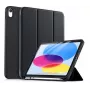 DIGISTOR HK drivego hoes voor iPad 11e generatie A16 2025 / 10e generatie 2022 (11/10,9 inch) met pennenhouder, drievoudig opvouwbare standaard, auto sleep/wake, flexibele TPU-cover voor iPad 10e gen/11e gen, zwart