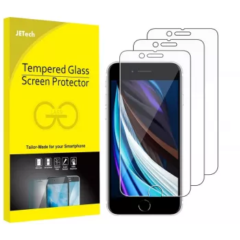 JETech displayscherm van gehard glas voor iPhone SE 3/2 (2022/2020) 4,7 inch - 3-pack, 9H, 2.5D, hoesvriendelijk